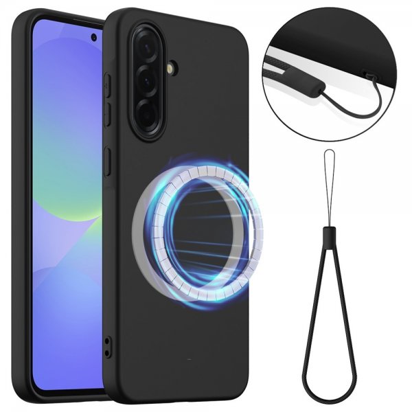 Samsung Galaxy A36/Galaxy A56 Cover med Rem Silikone MagSafe Sort