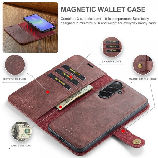 Dg.Ming Samsung Galaxy A37 Etui med Aftageligt Cover Rød