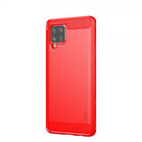 Mofi Samsung Galaxy A42 5G Cover Børstet Kulfibertekstur Rød