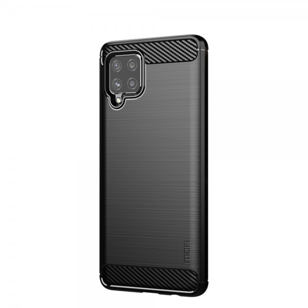 Mofi Samsung Galaxy A42 5G Cover Børstet Kulfibertekstur Sort