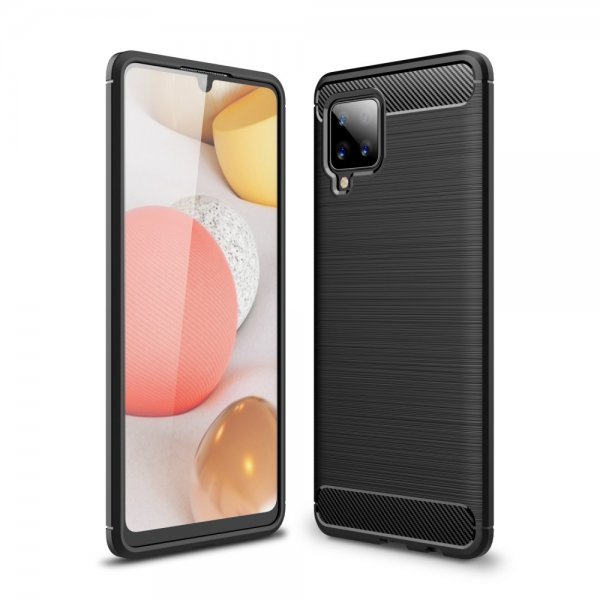 Samsung Galaxy A42 5G Cover Børstet Kulfibertekstur Sort