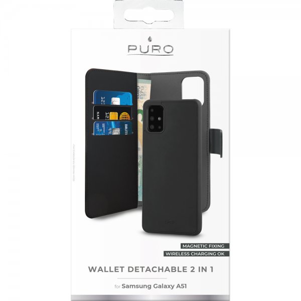 Puro Samsung Galaxy A51 Cover Wallet Detachable 2 i 1 Sort