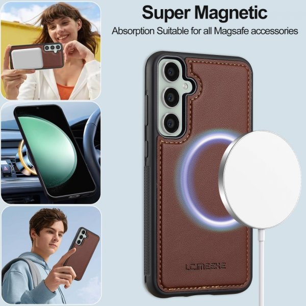Lc.Imeeke Samsung Galaxy A55 Etui med Aftageligt Cover L2 Series MagSafe Brun