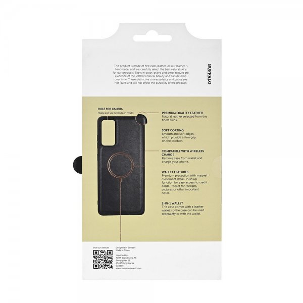 Buffalo Samsung Galaxy A57 Etui 2-i-1 Ægte Læder 3 Kortlommer Sort