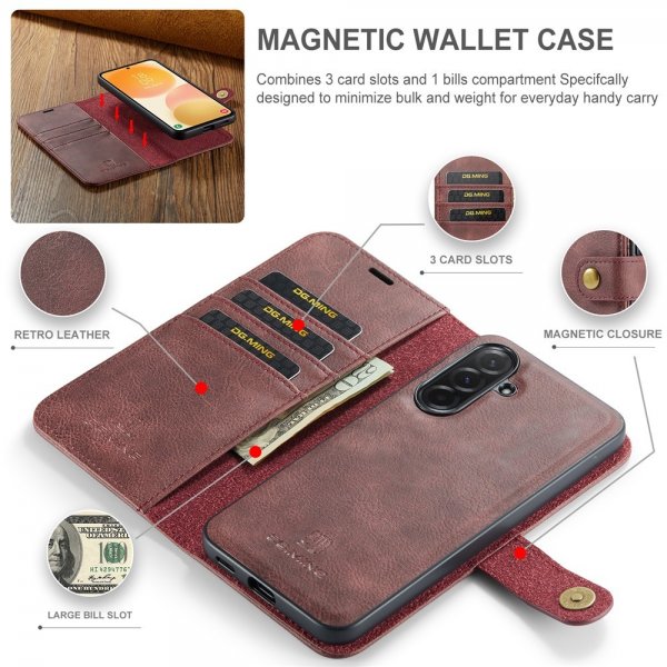 Dg.Ming Samsung Galaxy A57 Etui med Aftageligt Cover Rød
