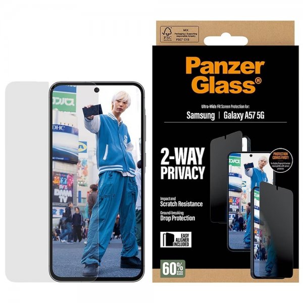 PanzerGlass Samsung Galaxy A57 Skærmbeskyttelse Ultra-Wide Fit Privacy EasyAligner
