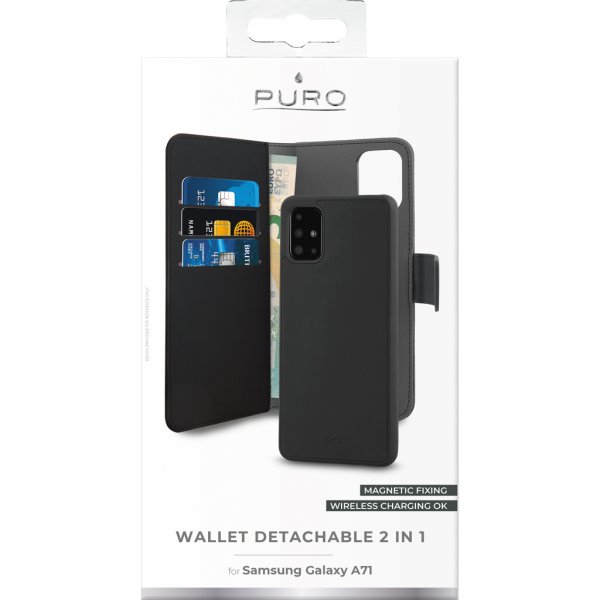Puro Samsung Galaxy A71 Fodral Pung Aftagelig 2-i-1 Sort