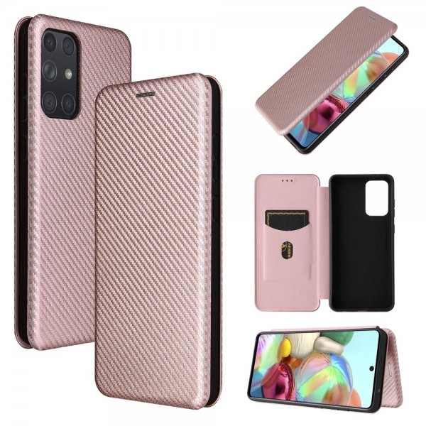 Samsung Galaxy A72 Cover Kulfibertekstur Rosaguld