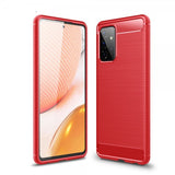 Samsung Galaxy A72 Cover Børstet Kulfibertekstur Rød