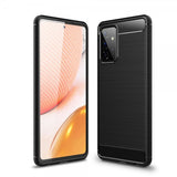 Samsung Galaxy A72 Cover Børstet Kulfibertekstur Sort