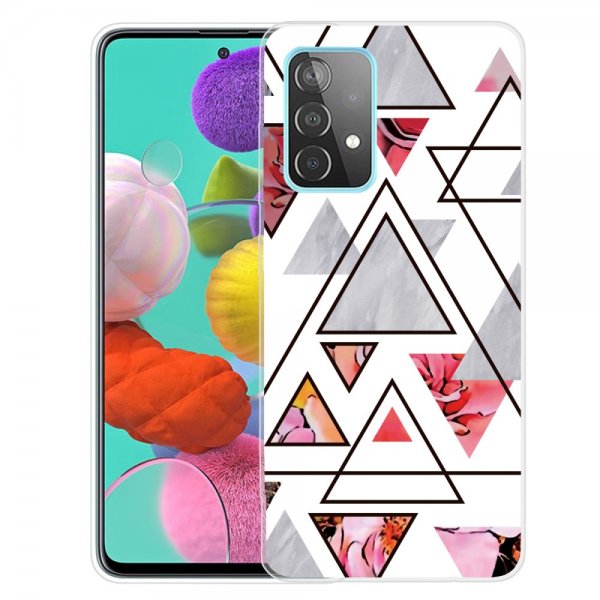 Samsung Galaxy A72 Cover Marmortrekanter Blomstermønster