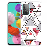 Samsung Galaxy A72 Cover Marmortrekanter Blomstermønster
