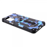 Samsung Galaxy A72 Cover med Metalplade Standerfunktion Camouflage Blå