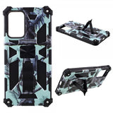 Samsung Galaxy A72 Cover med Metalplade Stativfunktion Camouflage Lyseblå