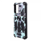 Samsung Galaxy A72 Cover med Metalplade Stativfunktion Camouflage Lyseblå