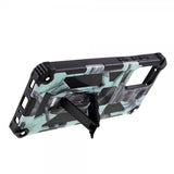 Samsung Galaxy A72 Cover med Metalplade Stativfunktion Camouflage Lyseblå
