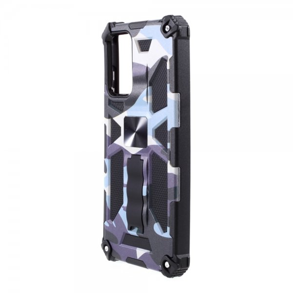 Samsung Galaxy A72 Cover med Metalplade Stativfunktion Camouflage Navy
