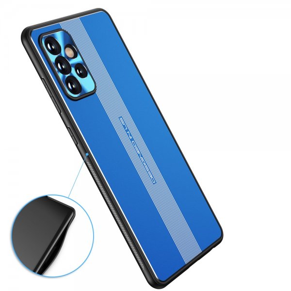 Samsung Galaxy A72 Cover med Metalplade Blå