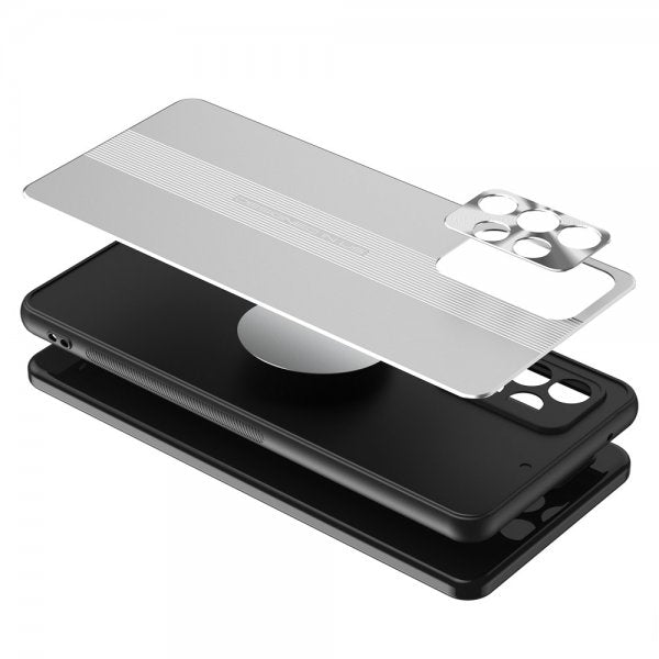 Samsung Galaxy A72 Cover med Metalplade Sølv