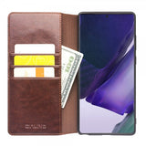 Qialino Samsung Galaxy Note 20 Ultra Flip Cover Ægte Læder Brun