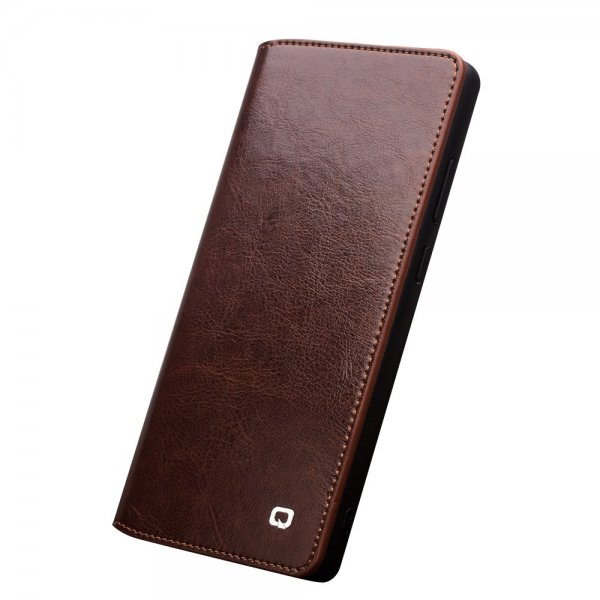 Qialino Samsung Galaxy Note 20 Ultra Flip Cover Ægte Læder Brun