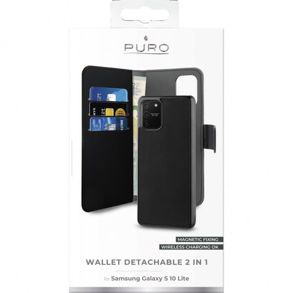 Puro Samsung Galaxy S10 Lite Cover Wallet Detachable 2 i 1 Sort