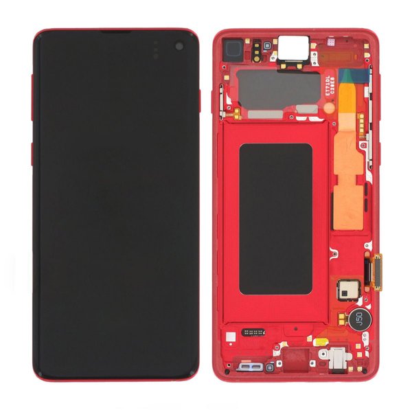 Samsung Galaxy S10 (SM-G973F) Skærm med LCD Display Original - Rød