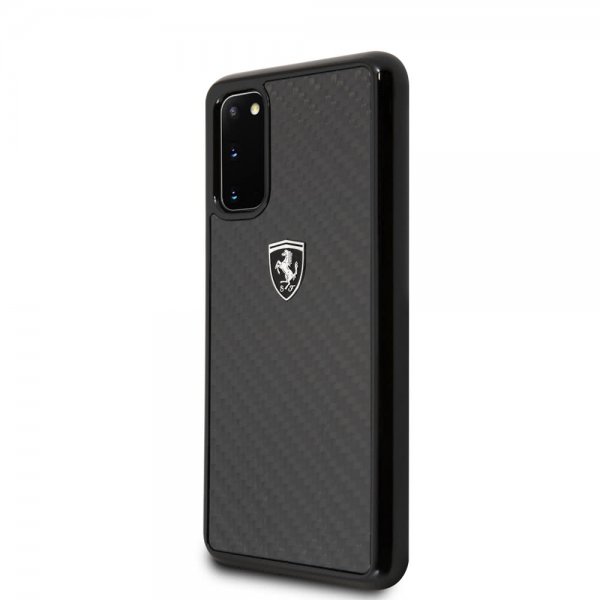 Ferrari Samsung Galaxy S20 Cover Kulfibertekstur Sort