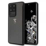 Ferrari Samsung Galaxy S20 Ultra Cover Kulfibertekstur Sort