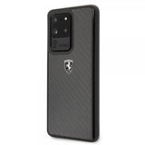 Ferrari Samsung Galaxy S20 Ultra Cover Kulfibertekstur Sort