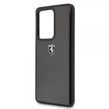 Ferrari Samsung Galaxy S20 Ultra Cover Kulfibertekstur Sort