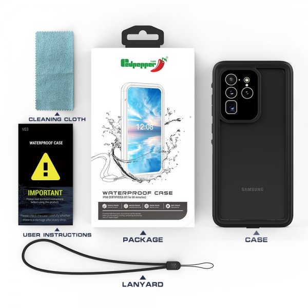 Redpepper Samsung Galaxy S20 Ultra Cover Vandtæt IP68 Sort