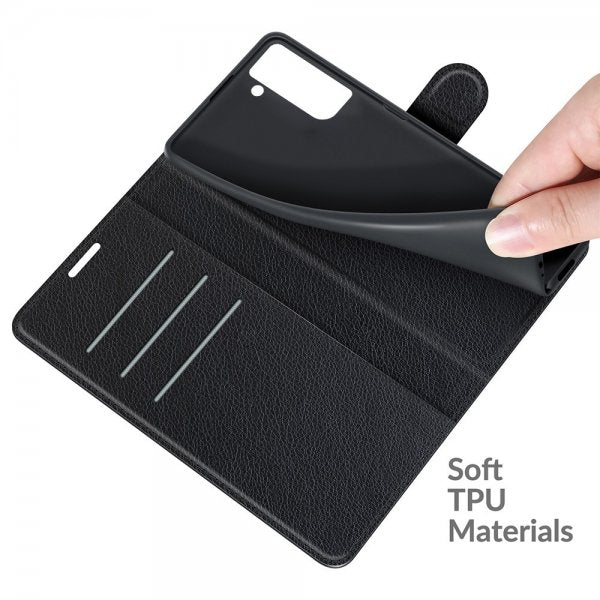 Samsung Galaxy S21 FE Etui Litchi Sort