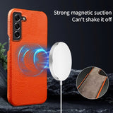 Samsung Galaxy S21 FE Cover Ægte Læder MagSafe Mørkegrøn