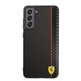 Ferrari Samsung Galaxy S21 FE Cover Vertical Stripe Metal Logo Sort