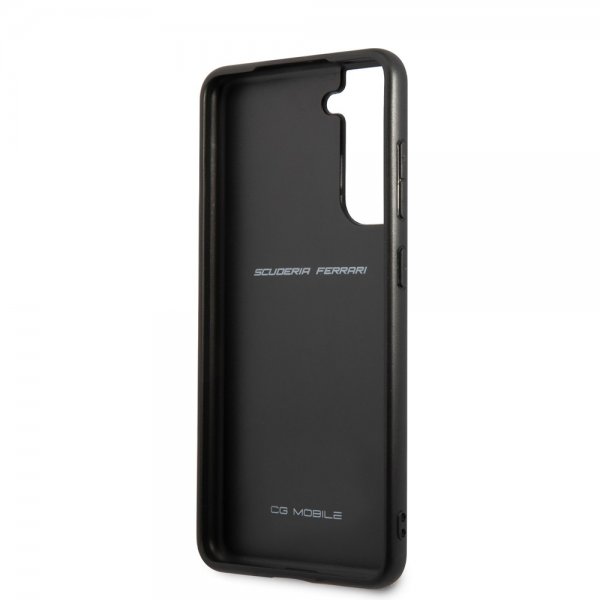 Ferrari Samsung Galaxy S21 FE Cover Vertical Stripe Metal Logo Sort
