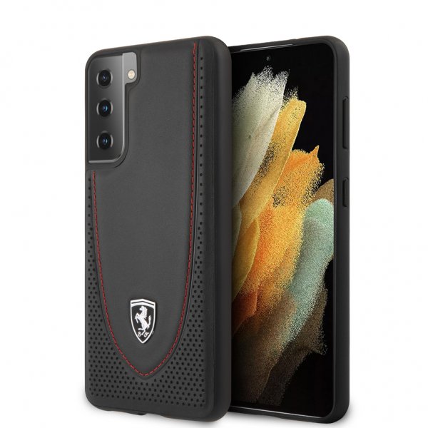 Ferrari Samsung Galaxy S21 Plus Cover Logo Perforeret Sort