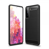 Samsung Galaxy S21 Plus Cover Børstet Kulfibertekstur Sort