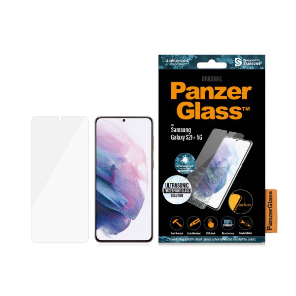 PanzerGlass Samsung Galaxy S21 Plus Skærmbeskyttelse CaseFriendly Ultrasonic Fingerprint Full Glue