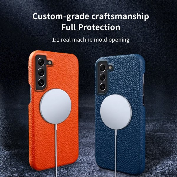 Samsung Galaxy S21 Cover Ægte Læder MagSafe Rød