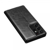 Qialino Samsung Galaxy S21 Ultra Cover Ægte Læder Sort