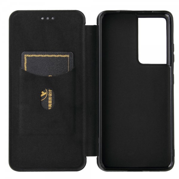 Samsung Galaxy S21 Ultra Cover Kulfibertekstur Sort