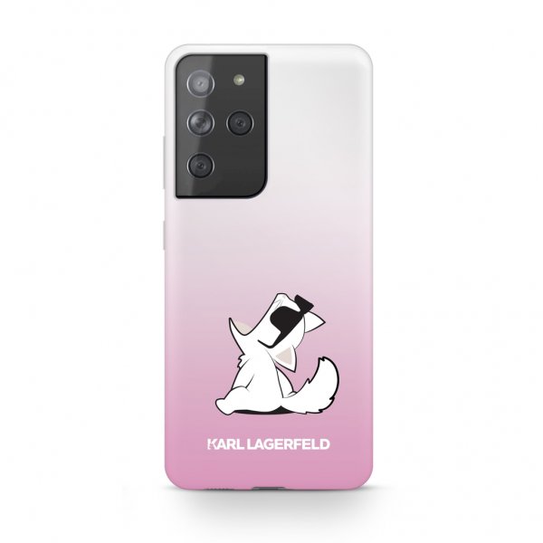 Karl Lagerfeld Samsung Galaxy S21 Ultra Cover Choupette Transparent Rosa