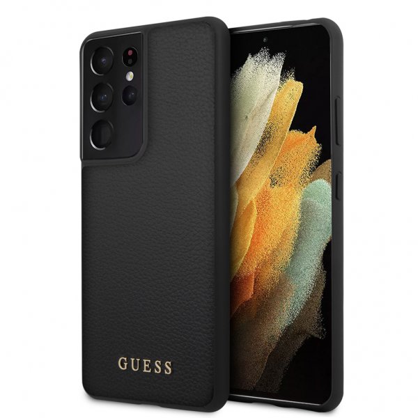 Guess Samsung Galaxy S21 Ultra Cover Lædertekstur Sort