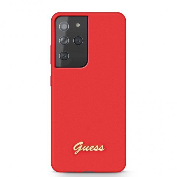 Guess Samsung Galaxy S21 Ultra Cover Metal Logo Rød