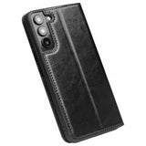 Qialino Samsung Galaxy S22 Cover Ægte læder Kortlomme Sort