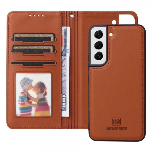 Betopnice Samsung Galaxy S22 Cover med Aftageligt Cover 005 Brun