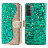 Samsung Galaxy S22 Plus Cover Krokodillemønster Glitter Grøn