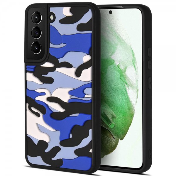 Samsung Galaxy S22 Plus Cover 3D Camouflage Blå
