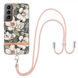 Samsung Galaxy S22 Plus Cover Blomstermønster med Rem Grøn Gardenia